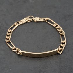 Second Hand 9ct Yellow Gold 8 Inch Figaro Identity Bracelet 41081249