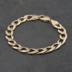 Second Hand 9ct Yellow Gold Heavy 8 Inch Curb Chain Bracelet 41081254