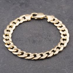 Second Hand 9ct Yellow Gold Heavy 8.5 Inch Curb Chain Bracelet 41081273