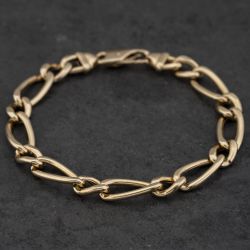 Second Hand 9ct Yellow Gold 8 Inch Figaro Chain Bracelet 41081279