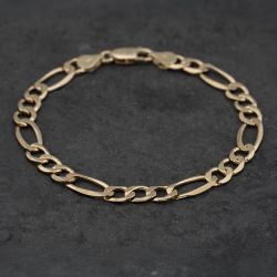 Second Hand 9ct Yellow Gold 8.5 Inch Figaro Chain Bracelet 41081280