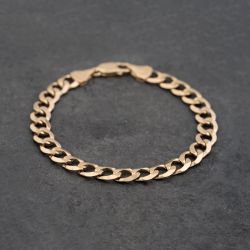 Second Hand 9ct Yellow Gold Open Link 8.5 Inch Curb Chain Bracelet 41081283
