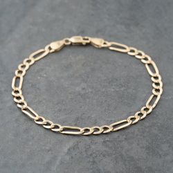 Second Hand 9ct Yellow Gold 3+1 Link 8 Inch Figaro Chain Bracelet 41081293