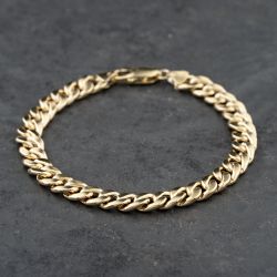 Second Hand 9ct Yellow Gold 8 Inch Curb Chain Bracelet 41081296