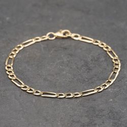 Second Hand 9ct Yellow Gold 8.5 Inch Figaro Chain Bracelet 41081299