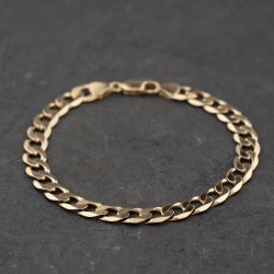 Second Hand 9ct Yellow Gold 8 Inch Curb Chain Bracelet 41081306