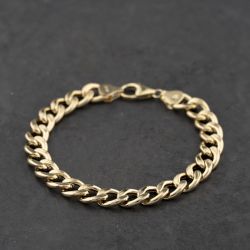 Second Hand 9ct Yellow Gold 8 Inch Curb Chain Bracelet 41081312