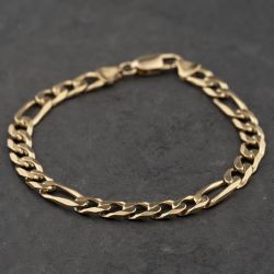 Second Hand 9ct Yellow Gold 8.5 Inch Figaro Chain Bracelet 41081315