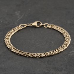 Second Hand 9ct Yellow Gold Double Link 8 Inch Curb Chain Bracelet 41081320