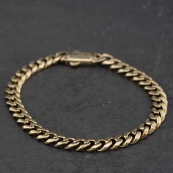 Second Hand 9ct Yellow Gold Cubic Zirconia Set Clasp 8 Inch Curb Chain Bracelet 41081321