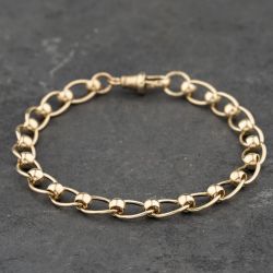 Second Hand 9ct Yellow Gold Roller Ball 8 Inch Chain Bracelet 41081322