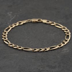 Second Hand 9ct Yellow Gold 8.5 Inch Figaro Chain Bracelet 41081323