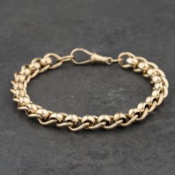 Second Hand 9ct Yellow Gold Roller Ball 7.5 Inch Chain Bracelet 41081325