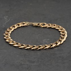 Second Hand 9ct Yellow Gold 9 Inch Curb Chain Bracelet 41081330