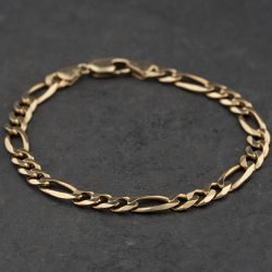 Second Hand 9ct Yellow Gold 9 Inch Figaro Chain Bracelet 41081333