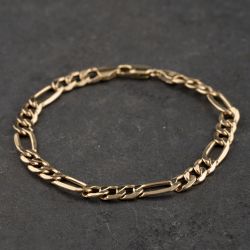 Second Hand 9ct Yellow Gold 7 Inch Figaro Chain Bracelet 41081338
