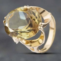 Second Hand Vintage Yellow Gold Smokey Quartz Dress Ring 41101018