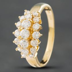 Second Hand 14ct Yellow Gold Cubic Zirconia Three Row Ring 41101177