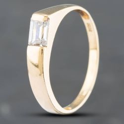 Second Hand 14ct Yellow Gold Cubic Zirconia Off Set Dress Ring 41101892