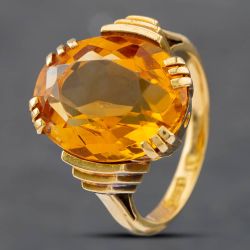 Second Hand 18ct Yellow Gold Oval Cut Citrine Dress Ring 41102031