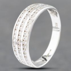 Second Hand 9ct White Gold Cubic Zirconia Three Row Ring 41102575