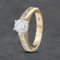 Second Hand 14ct Yellow Gold Cubic Zirconia Solitaire Ring 41102604