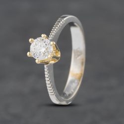 Second Hand 14ct Two Colour Gold Cubic Zirconia Solitaire Ring 41102608