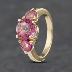 Second Hand 14ct Yellow Gold Colour Treated Topaz Three Stone Dress Ring 41102616