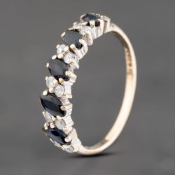 Second Hand 9ct Yellow Gold Sapphire & Cubic Zirconia Dress Ring 41102643