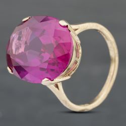 Second Hand Vintage 9ct Yellow Gold Synthetic Stone Large Oval Dress Ring 41102772