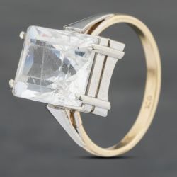 Second Hand Vintage Two Colour Gold Glass Large Dress Ring 41102777