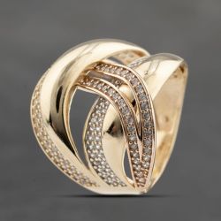 Second Hand 14ct Two Colour Gold Cubic Zirconia Double Dress Ring 41102787