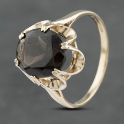 Second Hand 9ct Yellow Gold Smokey Quartz Oval Dress Ring 41102817