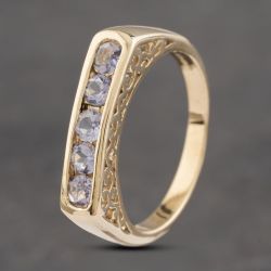 Second Hand 9ct Yellow Gold Glass Half Eternity Ring 41102850