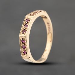 Second Hand 9ct Yellow Gold Ruby Nine Stone Dress Ring 41102877
