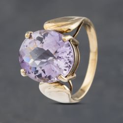 Second Hand 9ct Yellow Gold Amethyst Large Oval Dress Ring 41102922