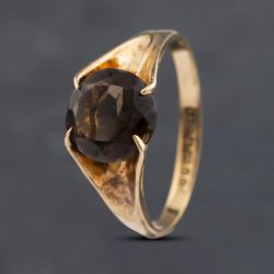 Second Hand 9ct Yellow Gold Smokey Quartz Dress Ring 41102975