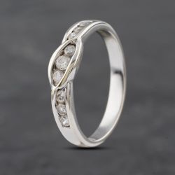 Second Hand 9ct White Gold Cubic Zirconia Crossover Channel Set Half Eternity Ring 41103037