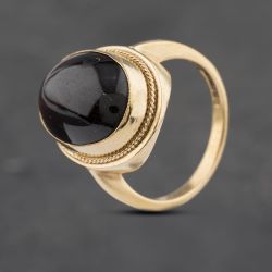 Second Hand 9ct Yellow Gold Garnet Cabachon Dress Ring 41103060