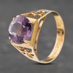 Second Hand Vintage 9ct Yellow Gold Amethyst Dress Ring 41103128