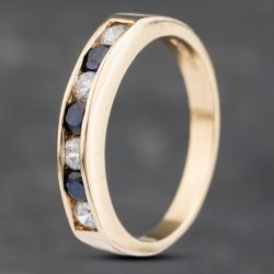 Second Hand 9ct Yellow Gold Sapphire & Cubic Zirconia Channel Set Half Eternity Ring 41103179
