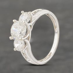 Second Hand 14ct White Gold Cubic Zirconia Shoulders Three Stone Ring 41103225