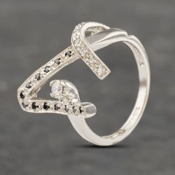 Second Hand 18ct White Gold Cubic Zirconia Black And White Dress Ring 41103236