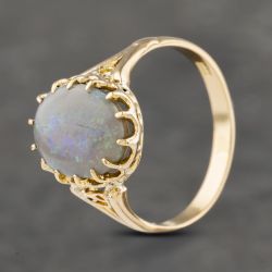 Second Hand Vintage Yellow Gold Opal Oval Dress Ring 41103259
