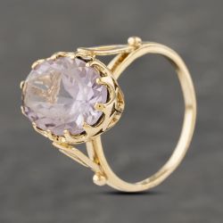 Second Hand 9ct Yellow Gold Amethyst Oval Dress Ring 41103267