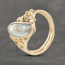 Second Hand 9ct Yellow Gold Baroque Pearl Fancy Dress Ring 41103272