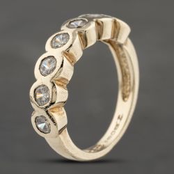 Second Hand 9ct Yellow Gold Cubic Zirconia Rubover Set Half Eternity Ring 41103303