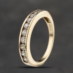 Second Hand 9ct Yellow Gold Cubic Zirconia Channel Set Half Eternity Ring 41103378