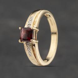 Second Hand 9ct Two Colour Gold Garnet Dress Ring 41103388