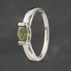 Second Hand 9ct White Gold Green Amethyst Oval Dress Ring 41103402